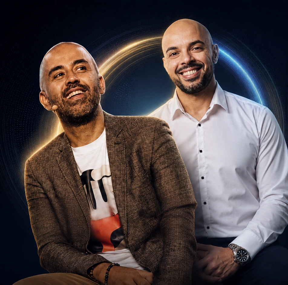Yannick et Taoufik, composition originale bleu et or