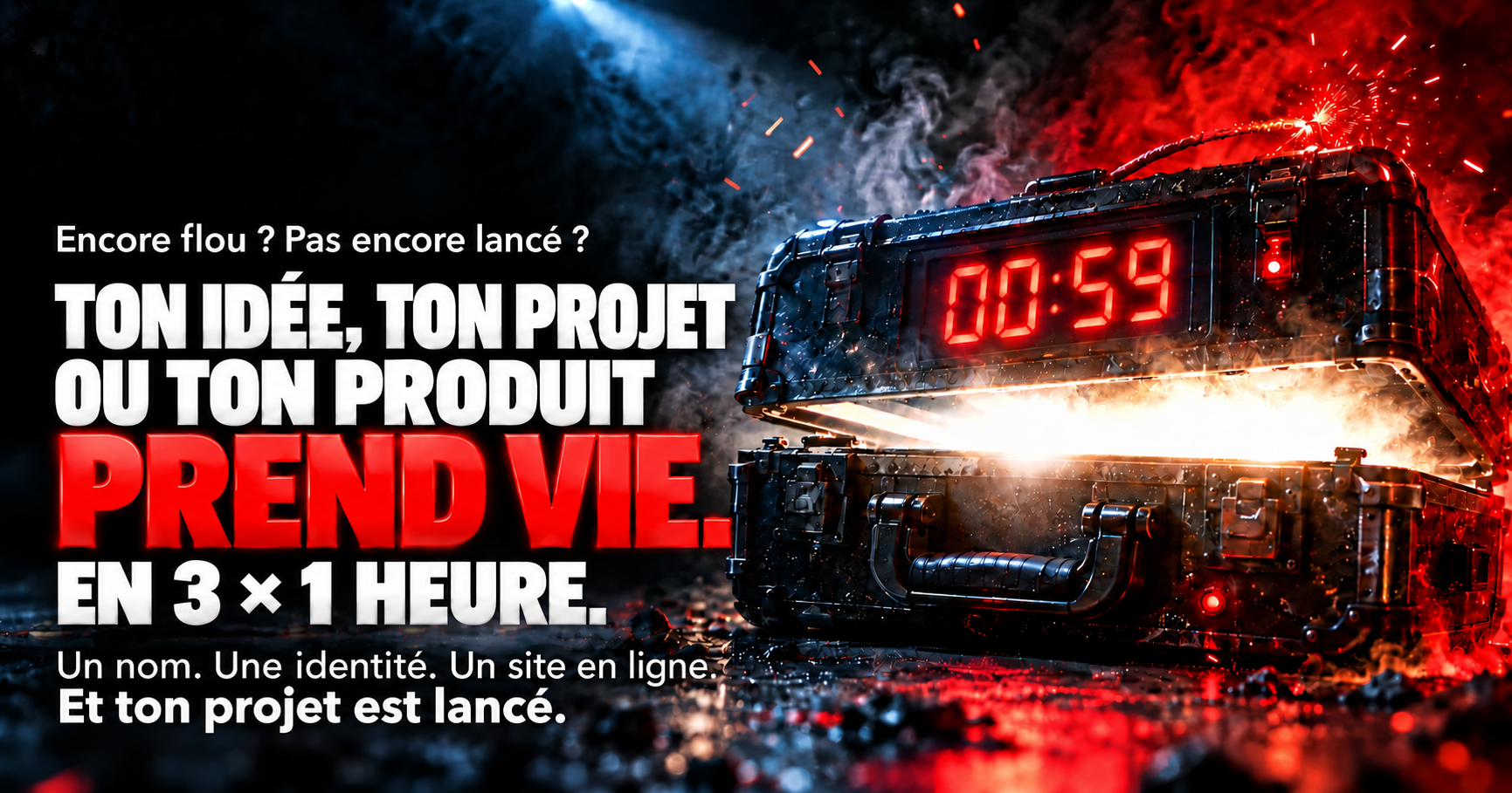 Mission XPANSION — Ton idée, ton projet ou ton produit prend vie en 3 × 1 heure. Encore flou ? Pas encore lancé ? Un nom. Une identité. Un site en ligne. Et ton projet est lancé.